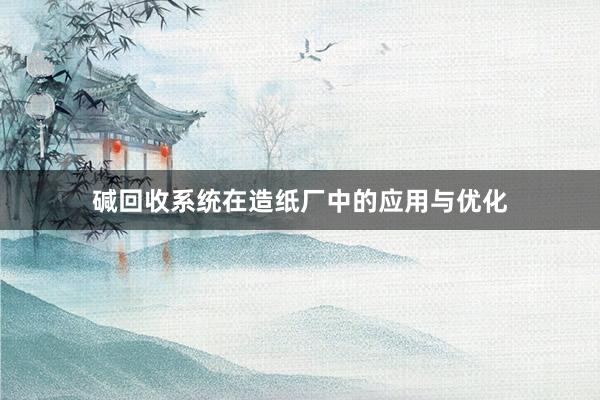 碱回收系统在造纸厂中的应用与优化