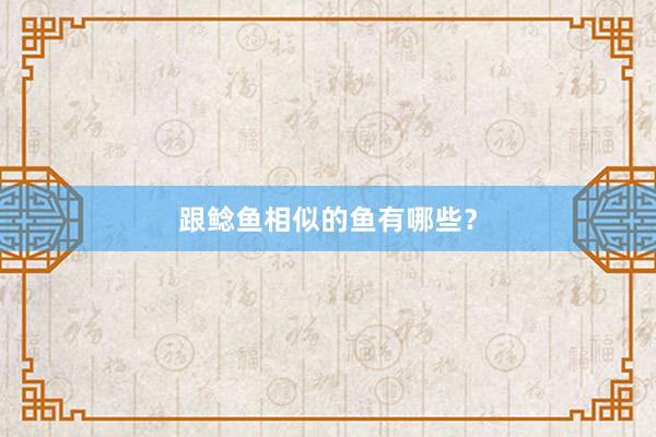 跟鲶鱼相似的鱼有哪些？